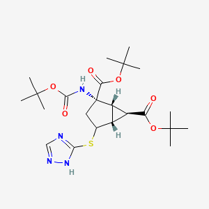 molecular formula C23H36N4O6S B15532506 di-tert-Butyl (1R,2S,5R,6R)-4-((1H-1,2,4-triazol-5-yl)thio)-2-((tert-butoxycarbonyl)amino)bicyclo[3.1.0]hexane-2,6-dicarboxylate 