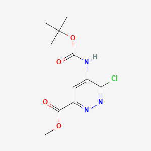 molecular formula C11H14ClN3O4 B15532533 Methyl 5-((tert-butoxycarbonyl)amino)-6-chloropyridazine-3-carboxylate 