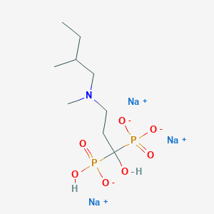 molecular formula C9H20NNa3O7P2 B15532581 Sodium (1-hydroxy-1-(hydroxyoxidophosphoryl)-3-(methyl(2-methylbutyl)amino)propyl)phosphonate 