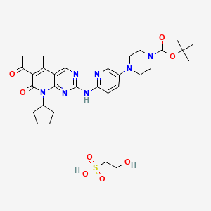 molecular formula C31H43N7O8S B15532618 tert-Butyl 4-(6-((6-acetyl-8-cyclopentyl-5-methyl-7-oxo-7,8-dihydropyrido[2,3-d]pyrimidin-2-yl)amino)pyridin-3-yl)piperazine-1-carboxylate 2-hydroxyethanesulfonate 