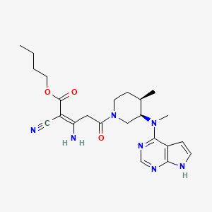 molecular formula C23H31N7O3 B15533153 Butyl (E)-3-amino-2-cyano-5-((3R,4R)-4-methyl-3-(methyl(7H-pyrrolo[2,3-d]pyrimidin-4-yl)amino)piperidin-1-yl)-5-oxopent-2-enoate (Tofacitinib Impurity 