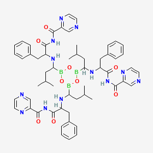 molecular formula C57H69B3N12O9 B15533282 N,N',N''-(2,2',2''-(((1,3,5,2,4,6-Trioxatriborinane-2,4,6-triyl)tris(3-methylbutane-1,1-diyl))tris(azanediyl))tris(3-phenylpropanoyl))tris(pyrazine-2-carboxamide) 