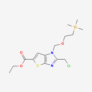 molecular formula C15H23ClN2O3SSi B15534660 Ethyl 2-(chloromethyl)-1-((2-(trimethylsilyl)ethoxy)methyl)-1H-thieno[2,3-d]imidazole-5-carboxylate 