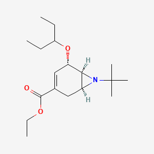 molecular formula C18H31NO3 B15534687 Ethyl (1S,5S,6S)-7-(tert-butyl)-5-(pentan-3-yloxy)-7-azabicyclo[4.1.0]hept-3-ene-3-carboxylate 