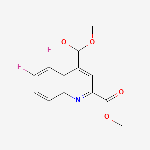 molecular formula C14H13F2NO4 B15534850 Methyl 4-(dimethoxymethyl)-5,6-difluoroquinoline-2-carboxylate 