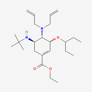 molecular formula C24H42N2O3 B15534991 Ethyl (3R,4S,5R)-5-(tert-butylamino)-4-(diallylamino)-3-(pentan-3-yloxy)cyclohex-1-ene-1-carboxylate 