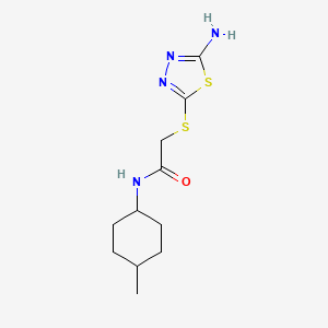 molecular formula C11H18N4OS2 B15536199 2-((5-Amino-1,3,4-thiadiazol-2-yl)thio)-N-(4-methylcyclohexyl)acetamide 