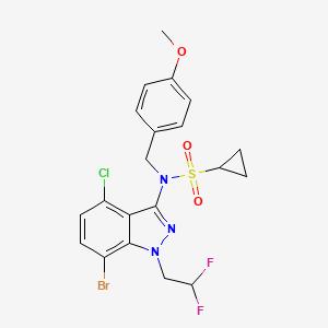 molecular formula C20H19BrClF2N3O3S B15536639 N-(7-Bromo-4-chloro-1-(2,2-difluoroethyl)-1H-indazol-3-yl)-N-(4-methoxybenzyl)cyclopropanesulfonamide 