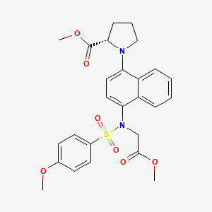 molecular formula C26H28N2O7S B15536789 Methyl (4-((4-methoxy-N-(2-methoxy-2-oxoethyl)phenyl)sulfonamido)naphthalen-1-yl)-L-prolinate 