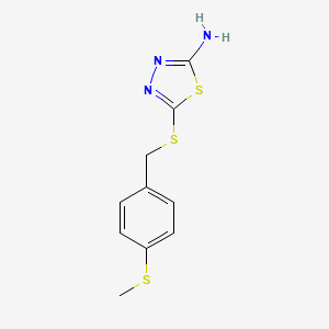 molecular formula C10H11N3S3 B15536954 5-((4-(Methylthio)benzyl)thio)-1,3,4-thiadiazol-2-amine 
