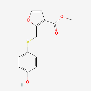 molecular formula C13H12O4S B15537477 Methyl 2-(((4-hydroxyphenyl)thio)methyl)furan-3-carboxylate 