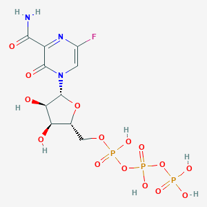 molecular formula C10H15FN3O15P3 B155376 [[(2R,3S,4R,5R)-5-(3-carbamoyl-5-fluoro-2-oxopyrazin-1-yl)-3,4-dihydroxyoxolan-2-yl]methoxy-hydroxyphosphoryl] phosphono hydrogen phosphate CAS No. 740790-94-7