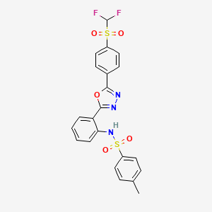molecular formula C22H17F2N3O5S2 B15538617 N-(2-(5-(4-((difluoromethyl)sulfonyl)phenyl)-1,3,4-oxadiazol-2-yl)phenyl)-4-methylbenzenesulfonamide 