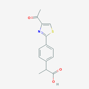 molecular formula C14H13NO3S B155401 alpha-Methyl-4-(4-acetyl-2-thiazolyl)benzeneacetic acid CAS No. 132483-61-5