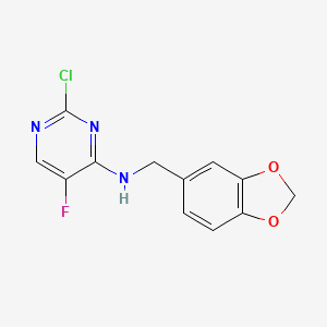 molecular formula C12H9ClFN3O2 B15540219 N-(1,3-benzodioxol-5-ylmethyl)-2-chloro-5-fluoropyrimidin-4-amine 