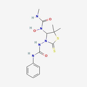 molecular formula C14H19N5O3S2 B15540575 N-{3-[(anilinocarbonyl)amino]-5,5-dimethyl-2-thioxo-1,3-thiazolidin-4-yl}-N-hydroxy-N'-methylurea 