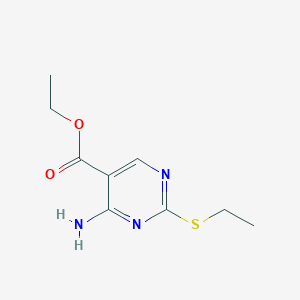 molecular formula C9H13N3O2S B015544 4-Amino-2-(ethylthio)-5-pyrimidinecarboxylic acid ethyl ester CAS No. 778-97-2