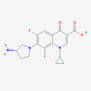 molecular formula C17H17F2N3O3 B155640 7-((3S)-3-Amino-1-pyrrolidinyl)-1-cyclopropyl-6,8-difluoro-1,4-dihydro-4-oxo-3-quinolinecarboxylic acid CAS No. 133298-78-9