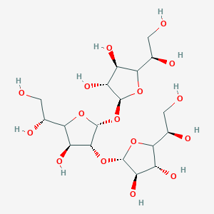 molecular formula C18H32O16 B155655 (3R,4R,5S)-2-[(1R)-1,2-dihydroxyethyl]-5-[(2R,3R,4S)-5-[(1R)-1,2-dihydroxyethyl]-2-[(2S,3R,4R)-5-[(1R)-1,2-dihydroxyethyl]-3,4-dihydroxyoxolan-2-yl]oxy-4-hydroxyoxolan-3-yl]oxyoxolane-3,4-diol CAS No. 129728-10-5