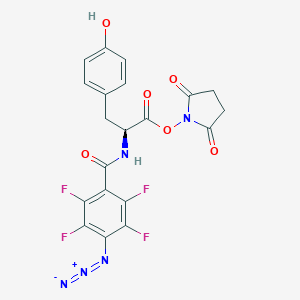 molecular formula C20H13F4N5O6 B155664 Succinimidyl N-(4-azido-2,3,5,6-tetrafluorobenzoyl)tyrosinate CAS No. 131238-02-3