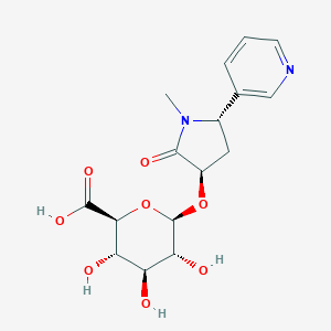 molecular formula C₁₆H₂₀N₂O₈ B015577 trans-3'-Hydroxycotinine-O-glucuronide CAS No. 132929-88-5