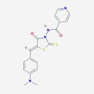 molecular formula C18H16N4O2S2 B156040 4-Pyridinecarboxamide, N-(5-((4-(dimethylamino)phenyl)methylene)-4-oxo-2-thioxo-3-thiazolidinyl)- CAS No. 1908-97-0