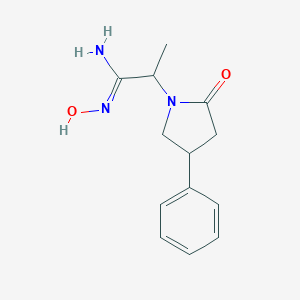 molecular formula C13H17N3O2 B156094 1-Pyrrolidineethanimidamide, N-hydroxy-alpha-methyl-2-oxo-4-phenyl- CAS No. 126145-46-8