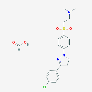 molecular formula C20H24ClN3O4S B156148 Formic acid, compd. with 2-((4-(3-(4-chlorophenyl)-4,5-dihydro-1H-pyrazol-1-yl)phenyl)sulfonyl)-N,N-dimethylethanamine (1:1) CAS No. 133514-97-3