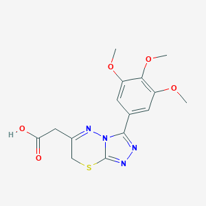 molecular formula C15H16N4O5S B156228 7H-1,2,4-Triazolo(3,4-b)(1,3,4)thiadiazine-6-acetic acid, 3-(3,4,5-trimethoxyphenyl)- CAS No. 126598-30-9