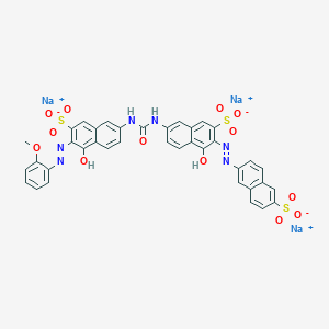molecular formula C38H25N6Na3O13S3 B156285 Trisodium 7-((((6-((o-anisyl)azo)-5-hydroxy-7-sulphonato-2-naphthyl)amino)carbonyl)amino)-4-hydroxy-3-((6-sulphonato-2-naphthyl)azo)naphthalene-2-sulphonate CAS No. 10114-24-6