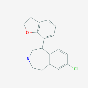molecular formula C19H20ClNO B156346 8-Chloro-5-(2,3-dihydrobenzofuran-7-yl)-3-methyl-2,3,4,5-tetrahydro-1H-3-benzazepine CAS No. 135925-21-2