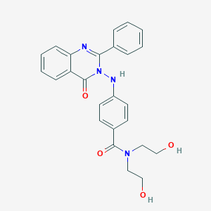 molecular formula C25H24N4O4 B156360 Benzamide, N,N-bis(2-hydroxyethyl)-4-((4-oxo-2-phenyl-3(4H)-quinazolinyl)amino)- CAS No. 131604-14-3