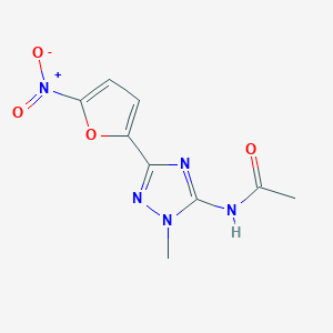 molecular formula C9H9N5O4 B156390 N-[2-methyl-5-(5-nitrofuran-2-yl)-1,2,4-triazol-3-yl]acetamide CAS No. 10187-79-8