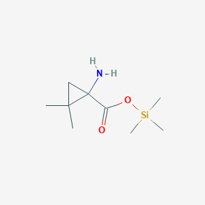 molecular formula C9H19NO2Si B156398 Cyclopropanecarboxylic acid, 1-amino-2,2-dimethyl-, trimethylsilyl ester (9CI) CAS No. 128753-46-8