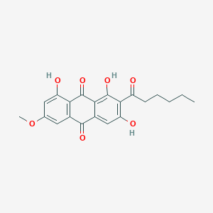 molecular formula C21H20O7 B156403 Anthraquinone, 2-hexanoyl-1,3,8-trihydroxy-6-methoxy- CAS No. 10210-21-6