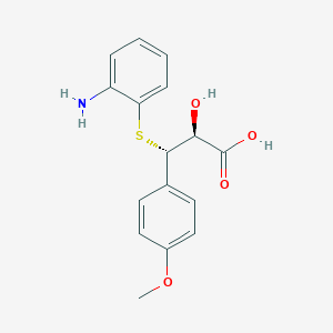 molecular formula C16H17NO4S B156464 (S-(R*,R*))-3-((o-Aminophenyl)thio)-3-(p-methoxyphenyl)lactic acid CAS No. 42399-48-4