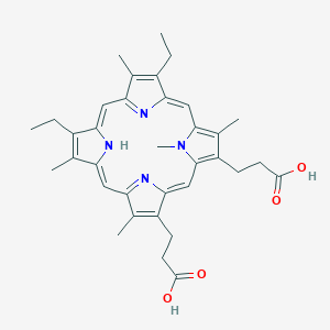 molecular formula C35H40N4O4 B156596 21H,23H-Porphine-2,18-dipropanoic acid, 7,12-diethyl-3,8,13,17,21-pentamethyl- CAS No. 130641-26-8