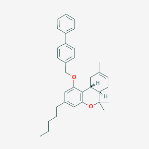 molecular formula C34H40O2 B156677 (6aR)-1-(4-Biphenylylmethoxy)-6abeta,7,10,10aalpha-tetrahydro-6,6,9-trimethyl-3-pentyl-6H-dibenzo[b,d]pyran CAS No. 132213-91-3