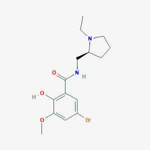molecular formula C15H21BrN2O3 B156731 (-)-(S)-5-Bromo-N-[(1-ethyl-2-pyrrolidinyl)methyl]-2-hydroxy-3-methoxybenzamide CAS No. 128600-22-6
