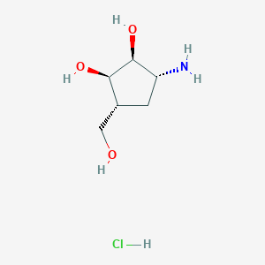 molecular formula C6H14ClNO3 B156763 (1R,2S,3R,5R)-3-amino-5-(hydroxymethyl)cyclopentane-1,2-diol Hydrochloride CAS No. 79200-57-0