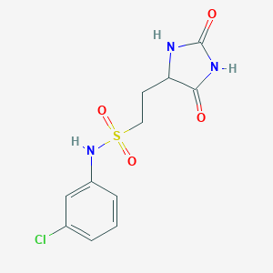 molecular formula C11H12ClN3O4S B156772 n-(3-Chlorophenyl)-2-(2,5-dioxoimidazolidin-4-yl)ethanesulfonamide CAS No. 10044-78-7