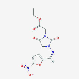 molecular formula C12H12N4O7 B156799 Ethyl 1-(5-nitrofurfurylideneamino)-3-hydantoinacetate CAS No. 1749-93-5
