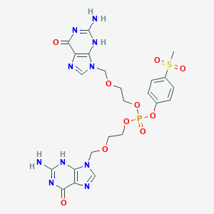 molecular formula C23H27N10O10PS B156940 Bis(2-(guanin-9-ylmethoxy)ethoxy)-4-(methylsulfonyl)phenyl phosphate CAS No. 125440-27-9