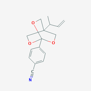 molecular formula C16H17NO3 B156975 1-(4-Cyanophenyl)-4-(1-methylprop-2-enyl)-2,6,7-trioxabicyclo(2.2.2)octane CAS No. 135097-63-1