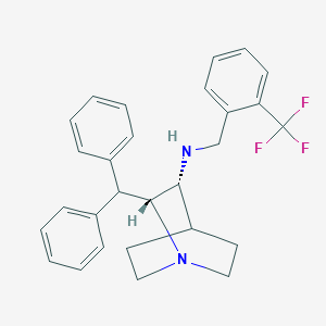 molecular formula C28H29F3N2 B157078 (2R,3R)-2-benzhydryl-N-[[2-(trifluoromethyl)phenyl]methyl]-1-azabicyclo[2.2.2]octan-3-amine CAS No. 135330-43-7
