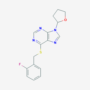 molecular formula C16H15FN4OS B157092 6-[(2-Fluorophenyl)methylsulfanyl]-9-(oxolan-2-yl)purine CAS No. 1648-22-2