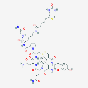 N-[1-[(2-amino-2-oxoethyl)amino]-1-oxo-6-[5-(2-oxo-1,3,3a,4,6,6a-hexahydrothieno[3,4-d]imidazol-4-yl)pentanoylamino]hexan-2-yl]-1-[7-(2-amino-2-oxoethyl)-10-(3-amino-3-oxopropyl)-13-benzyl-16-[(4-hydroxyphenyl)methyl]-6,9,12,15,18-pentaoxo-1,2-dithia-5,8,11,14,17-pentazacycloicosane-4-carbonyl]pyrrolidine-2-carboxamide
