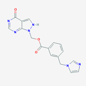 molecular formula C17H14N6O3 B157272 (4-Oxo-2,4-dihydro-1H-pyrazolo[3,4-d]pyrimidin-1-yl)methyl 3-[(1H-imidazol-1-yl)methyl]benzoate CAS No. 131402-52-3