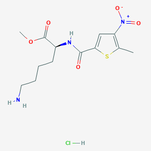 molecular formula C13H20ClN3O5S B157405 N(sup 2)-((5-Methyl-4-nitro-2-thienyl)carbonyl)-L-lysine methyl ester monohydrochloride CAS No. 133628-32-7
