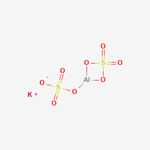molecular formula AlK(SO4)2· 12 H2O<br>KAl(SO4)2<br>AlK(SO4)2<br>K2SO4.Al2(SO4)3.24H2O<br>AlKO8S2 B157425 Aluminum potassium sulfate CAS No. 10043-67-1